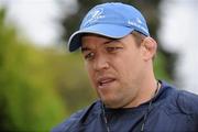 25 April 2011; Leinster forward coach Jono Gibbes speaking to the media during squad training ahead of their Heineken Cup Semi Final against Toulouse on Saturday. Leinster Rugby Squad Training and Media Briefing, UCD, Belfield, Dublin. Picture credit: Barry Cregg / SPORTSFILE