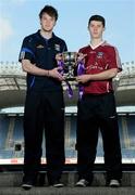 27 April 2011; The Captain's photocall ahead of the Cadbury GAA Football U21 All Ireland Final between Galway and Cavan took place in Croke Park. This is Cadbury Ireland's seventh year as sponsor of the Cadbury GAA football U21 Championship and it continues to go from strength to strength. Cadbury are calling on all Galway and Cavan fans to show their support for their county by heading to Croke Park on Sunday 1st May at 2pm. For more information visit www.cadburygaau21.com. At the photocall are team captains Gearóid McKiernan, Cavan, left, and Colin Forde, Galway. Cadbury GAA All-Ireland Football U21 Championship Final - Captain's Photocall, Croke Park, Dublin. Picture credit: Brian Lawless / SPORTSFILE