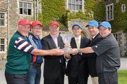 26 April 2011; Pictured at the launch of the 12th Annual All-Ireland GAA Golf Challenge are from left, former Kilkenny hurler Eddie Keher, Cork hurling manager Denis Walsh, former Dublin footballer Barney Rock, Thomas Caulfield, Tony Kavanagh, from the Waterford Hospice, and Waterford hurling manager Davy Fitzgerald. Waterford Castle Golf Club, Waterford. Picture credit: Matt Browne / SPORTSFILE