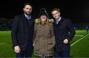 3 December 2016; Leinter PRO of the Month Monica Beresford of CYM RFC with Leinster's Barry Daly, left, and Cathal Marsh at the Guinness PRO12 Round 10 match between Leinster and Newport Gwent Dragons at the RDS Arena in Ballsbridge, Dublin. Photo by Stephen McCarthy/Sportsfile