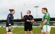 4 December 2016; Mary Kate Killilea of Annaghdown and Louise Kenny of Shane O'Neills with referee Stephen McNulty during the toss ahead of the All Ireland Ladies Football Intermediate Club Championship Final 2016 match between Annaghdown and Shane O’Neills at Parnell Park in Dublin. Photo by Sam Barnes/Sportsfile