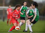 4 December 2016; Sophie Watters of Shelbourne FC in action against Emma Byrne of Peamount United during the Continental Tyres Women's National League game between Peamount United and Shelbourne FC at Greenogue in Newcastle, Dublin. Photo by Ramsey Cardy/Sportsfile