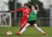 4 December 2016; Roma McLaughlin of Peamount United is tackled by Sophie Watters of Shelbourne FC during the Continental Tyres Women's National League game between Peamount United and Shelbourne FC at Greenogue in Newcastle, Dublin. Photo by Ramsey Cardy/Sportsfile