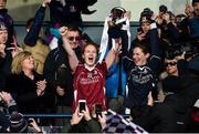 4 December 2016; Niamh Duggan, left, and Mary Kate Killilea of Annaghdown lift the cup following All Ireland Ladies Football Intermediate Club Championship Final 2016 match between Annaghdown and Shane O’Neills at Parnell Park in Dublin. Photo by Sam Barnes/Sportsfile