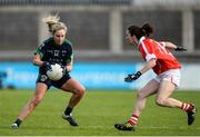 4 December 2016; Fiona Claffey of Foxrock Cabinteely in action against Sharon Courtney of Donaghmoyne during the All Ireland Ladies Football Senior Club Championship Final 2016 match between Donaghmoyne and Foxrock Cabinteely at Parnell Park in Dublin. Photo by Sam Barnes/Sportsfile