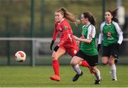 4 December 2016; Sarah Rowe of Shelbourne FC in action against Lucy McCartan of Peamount United during the Continental Tyres Women's National League game between Peamount United and Shelbourne FC at Greenogue in Newcastle, Dublin. Photo by Ramsey Cardy/Sportsfile