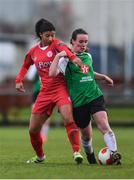 4 December 2016; Lucy McCartan of Peamount United is tackled by Gloria Douglas of Shelbourne FC during the Continental Tyres Women's National League game between Peamount United and Shelbourne FC at Greenogue in Newcastle, Dublin. Photo by Ramsey Cardy/Sportsfile