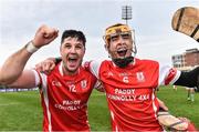 4 December 2016; David Treacy, left, and Paul Schutte of Cuala celebrate at the end of the game AIB Leinster GAA Hurling Senior Club Championship Final match between O'Loughlin Gaels and Cuala at O'Moore Park in Portlaoise, Co Laois. Photo by David Maher/Sportsfile