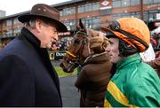 4 December 2016; Sean Flanagan in conversation with trainer Noel Meade after winning the Bar One Racing Handicap Hurdle on Waxies Dargle at Fairyhouse Racecourse in Ratoath Co Meath. Photo by Cody Glenn/Sportsfile