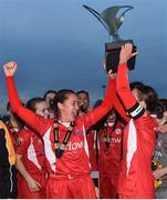 4 December 2016; Shelbourne FC's Rachel Graham, left, and captain Pearl Slattery lift the cup following the Continental Tyres Women's National League game between Peamount United and Shelbourne FC at Greenogue in Newcastle, Dublin. Photo by Ramsey Cardy/Sportsfile