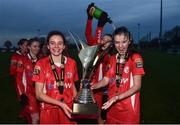 4 December 2016; Shelbourne FC's Leanne Kiernan, left, Sarah Rowe, centre, and Alex Kavanagh following their victory in the Continental Tyres Women's National League game between Peamount United and Shelbourne FC at Greenogue in Newcastle, Dublin. Photo by Ramsey Cardy/Sportsfile