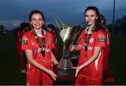 4 December 2016; Shelbourne FC's Leanne Kiernan, left, and Alex Kavanagh following their victory in the Continental Tyres Women's National League game between Peamount United and Shelbourne FC at Greenogue in Newcastle, Dublin. Photo by Ramsey Cardy/Sportsfile