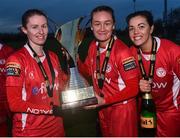 4 December 2016; Shelbourne FC's Seana Cooke, left, Rachel Graham, centre, and Noelle Murray following the Continental Tyres Women's National League game between Peamount United and Shelbourne FC at Greenogue in Newcastle, Dublin. Photo by Ramsey Cardy/Sportsfile