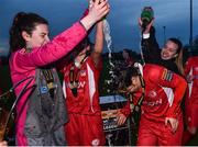 4 December 2016; Shelbourne FC players pour champagne on Noelle Murray following the Continental Tyres Women's National League game between Peamount United and Shelbourne FC at Greenogue in Newcastle, Dublin. Photo by Ramsey Cardy/Sportsfile