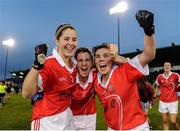 4 December 2016; Hazel Kingham, Eileen McElroy and Joanne Courtney of Donaghmoyne celebrate following the All Ireland Ladies Football Senior Club Championship Final 2016 match between Donaghmoyne and Foxrock Cabinteely at Parnell Park in Dublin. Photo by Sam Barnes/Sportsfile