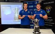 4 December 2016; Leinster players Josh van der Flier, left, formerly of Wicklow RFC, and Tadhg Furlong, formerly of New Ross RFC, during the Bank of Ireland Leinster Towns Cup Draw at Wicklow RFC in Wicklow Town, Co Wicklow. Photo by Seb Daly/Sportsfile