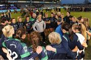 4 December 2016; Mentor Angie McNally gives a team talk to Foxrock Cabinteely following the All Ireland Ladies Football Senior Club Championship Final 2016 match between Donaghmoyne and Foxrock Cabinteely at Parnell Park in Dublin. Photo by Sam Barnes/Sportsfile