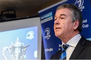 4 December 2016; Leinster president Frank Doherty speaking during the Bank of Ireland Leinster Towns Cup Draw at Wicklow RFC in Wicklow Town, Co Wicklow. Photo by Seb Daly/Sportsfile