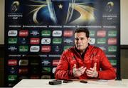 5 December 2016; Munster director of rugby Rassie Erasmus speaking during a press conference at the University of Limerick in Limerick. Photo by Diarmuid Greene/Sportsfile