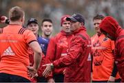 5 December 2016; Munster defence coach Jacques Nienaber speaks to his players during squad training at the University of Limerick in Limerick. Photo by Diarmuid Greene/Sportsfile