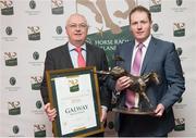 28 November 2016; Chairman of Galway Race Committee Peter Allen, left, and Galway Racecourse Manager Michael Moloney, accept the award for Racecourse of the Year won by Galway Racecourse at the 2016 Horse Racing Ireland Awards at Leopardstown Racecourse in Dublin. Photo by Piaras Ó Mídheach/Sportsfile