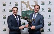 28 November 2016; Aidan O'Brien, left, and MV Magnier, accept the award for Horse of the Year, won by Minding, at the 2016 Horse Racing Ireland Awards at Leopardstown Racecourse in Dublin. Photo by Piaras Ó Mídheach/Sportsfile
