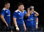3 December 2016; Oisin Heffernan and his Leinster team-mates, from left, Ross Molony, Richardt Strauss and Andrew Porter prepare for a scrum during the Guinness PRO12 Round 10 match between Leinster and Newport Gwent Dragons at the RDS Arena in Ballsbridge, Dublin. Photo by Stephen McCarthy/Sportsfile