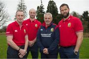 7 December 2016; British & Irish Lions head coach Warren Gatland, 2nd from right, with his coaching team, from left, Rob Howley, Steve Borthwick, and Andy Farrell, during the announcement of the British & Irish Lions management team at Carton House in Maynooth, Co Kildare. Photo by Brendan Moran/Sportsfile