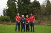 7 December 2016; British & Irish Lions head coach Warren Gatland, 2nd from left, with his coaching team, from left, Steve Borthwick, Rob Howley, and Andy Farrell during the announcement of the British & Irish Lions management team at Carton House in Maynooth, Co Kildare. Photo by Brendan Moran/Sportsfile