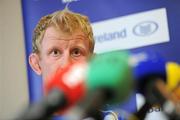 28 April 2011; Leinster captain Leo Cullen during a press conference ahead of their Heineken Cup Semi-Final against Toulouse on Saturday. Leinster Rugby Press Conference, David Lloyd Riverview, Clonskeagh, Dublin. Picture credit: Matt Browne / SPORTSFILE