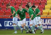 28 April 2011; Republic of Ireland U18 players celebrate after Chris Lyons, extreme right, scored his side's first goal. Centenary Shield, Republic of Ireland U18 v England U18, Tallaght Stadium, Tallaght, Co. Dublin. Picture credit: Pat Murphy / SPORTSFILE