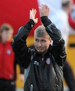 22 April 2011; Derry City manager Stephen Kenny applauds the fans. Airtricity League Premier Division, Derry City v St Patrick's Athletic, The Brandywell, Derry. Picture credit: Oliver McVeigh / SPORTSFILE