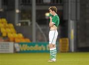 28 April 2011; Colm McLaughlin, Republic of Ireland U18, shows his disappointment at the final whistle after defeat against England. Centenary Shield, Republic of Ireland U18 v England U18, Tallaght Stadium, Tallaght, Co. Dublin. Picture credit: Pat Murphy / SPORTSFILE