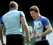 29 April 2011; Leinster's Brian O'Driscoll  with team-mate Jamie Heaslip during the Captain's Run ahead of their Heineken Cup Semi-Final match against Toulouse on Saturday. Leinster Rugby Squad Captain's Run, Aviva Stadium, Lansdowne Road, Dublin. Picture credit: Brian Lawless / SPORTSFILE