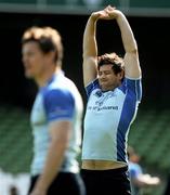 29 April 2011; Leinster's Kevin McLaughlin stretches during the Captain's Run ahead of their Heineken Cup Semi-Final match against Toulouse on Saturday. Leinster Rugby Squad Captain's Run, Aviva Stadium, Lansdowne Road, Dublin. Picture credit: Brian Lawless / SPORTSFILE