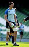 29 April 2011; Leinster's Nathan Hines during the Captain's Run ahead of their Heineken Cup Semi-Final match against Toulouse on Saturday. Leinster Rugby Squad Captain's Run, Aviva Stadium, Lansdowne Road, Dublin. Picture credit: Brian Lawless / SPORTSFILE