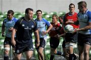 29 April 2011; Leinster's Jonathan Sexton and Devin Toner during the Captain's Run ahead of their Heineken Cup Semi-Final match against Toulouse on Saturday. Leinster Rugby Squad Captain's Run, Aviva Stadium, Lansdowne Road, Dublin. Picture credit: Brian Lawless / SPORTSFILE