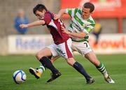 29 April 2011; Karl Moore, Galway United, in action against Gary McCabe, Shamrock Rovers. Airtricity League Premier Division, Galway United v Shamrock Rovers, Terryland Park, Galway. Picture credit: Ray Ryan / SPORTSFILE