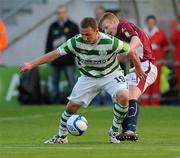 29 April 2011; Gary O'Neill, Shamrock Rovers, in action against Paul Sinnot, Galway United. Airtricity League Premier Division, Galway United v Shamrock Rovers, Terryland Park, Galway. Picture credit: Ray Ryan / SPORTSFILE