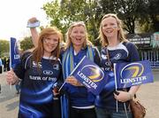 30 April 2011; Leinster supporters Aimee Whittle, Carmel Doyle and Caroline Whittle, from Wicklow, at the game. Heineken Cup Semi-Final, Leinster v Toulouse, Aviva Stadium, Lansdowne Road, Dublin. Picture credit: Oliver McVeigh / SPORTSFILE