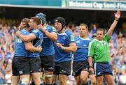 30 April 2011; Leinster players congratulate Brian O'Driscoll after he scored his side's second try. Heineken Cup Semi-Final, Leinster v Toulouse, Aviva Stadium, Lansdowne Road, Dublin. Picture credit: Brendan Moran / SPORTSFILE