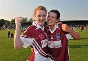 30 April 2011; Aoife Brady, left, and Kelly Boyce, Westmeath, celebrate at the end of the game. Bord Gais Energy National Football League Division Four Final, Westmeath v Roscommon, Cusack Park, Ennis, Co. Clare. Picture credit: David Maher / SPORTSFILE