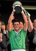 30 April 2011; Limerick captain Gavin O'Mahoney lifts the cup. Allianz Hurling League Division 2 Final, Clare v Limerick, Cusack Park, Ennis, Co. Clare. Picture credit: David Maher / SPORTSFILE