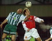 14 December 2001; Paul Marney of St Patrick's Athletic in action against Eddie Gormley of Bray Wanderers during the FAI Carlsberg Cup Second Round match between St Patrick's Athletic and Bray Wanderers at Richmond Park in Dublin. Photo by David Maher/Sportsfile