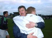 16 December 2001; Shamrock Rovers manager Damien Richardson, left, celebrates with Sean Francis following the FAI Carlsberg Cup Second Round match between Cork City and Shamrock Rovers at Turners Cross in Cork. Photo by David Maher/Sportsfile