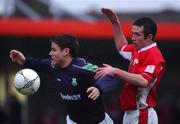 16 December 2001; Damien O'Rourke of Cork City in action against Stephen Grant of Shamrock Rovers during the FAI Carlsberg Cup Second Round match between Cork City and Shamrock Rovers at Turners Cross in Cork. Photo by David Maher/Sportsfile