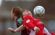 16 December 2001; Niall Horgan of Cork City in action against Sean Francis of Shamrock Rovers during the FAI Carlsberg Cup Second Round match between Cork City and Shamrock Rovers at Turners Cross in Cork. Photo by David Maher/Sportsfile