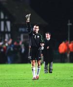 10 November 2001; Shay Given of Republic of Ireland shows his appreciation to supporters following the 2002 FIFA World Cup Qualification Play-Off Final First Leg match between Republic of Ireland and Iran at Lansdowne Road in Dublin. Photo by Matt Browne/Sportsfile