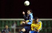 18 December 2001; Daragh Ryan of UCD in action against Ged Leonard of Drogheda United during the FAI Carlsberg Cup Second Round Replay match between UCD and Drogheda United at Belfield Park in Dublin. Photo by David Maher/Sportsfile