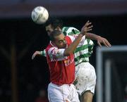 23 December 2001; Paul Osam of St Patrick's Athletic in action against Terry Palmer of Shamrock Rovers during the eircom League Premier Division match between Shamrock Rovers and St Patrick's Athletic at Richmond Park in Dublin. Photo by David Maher/Sportsfile